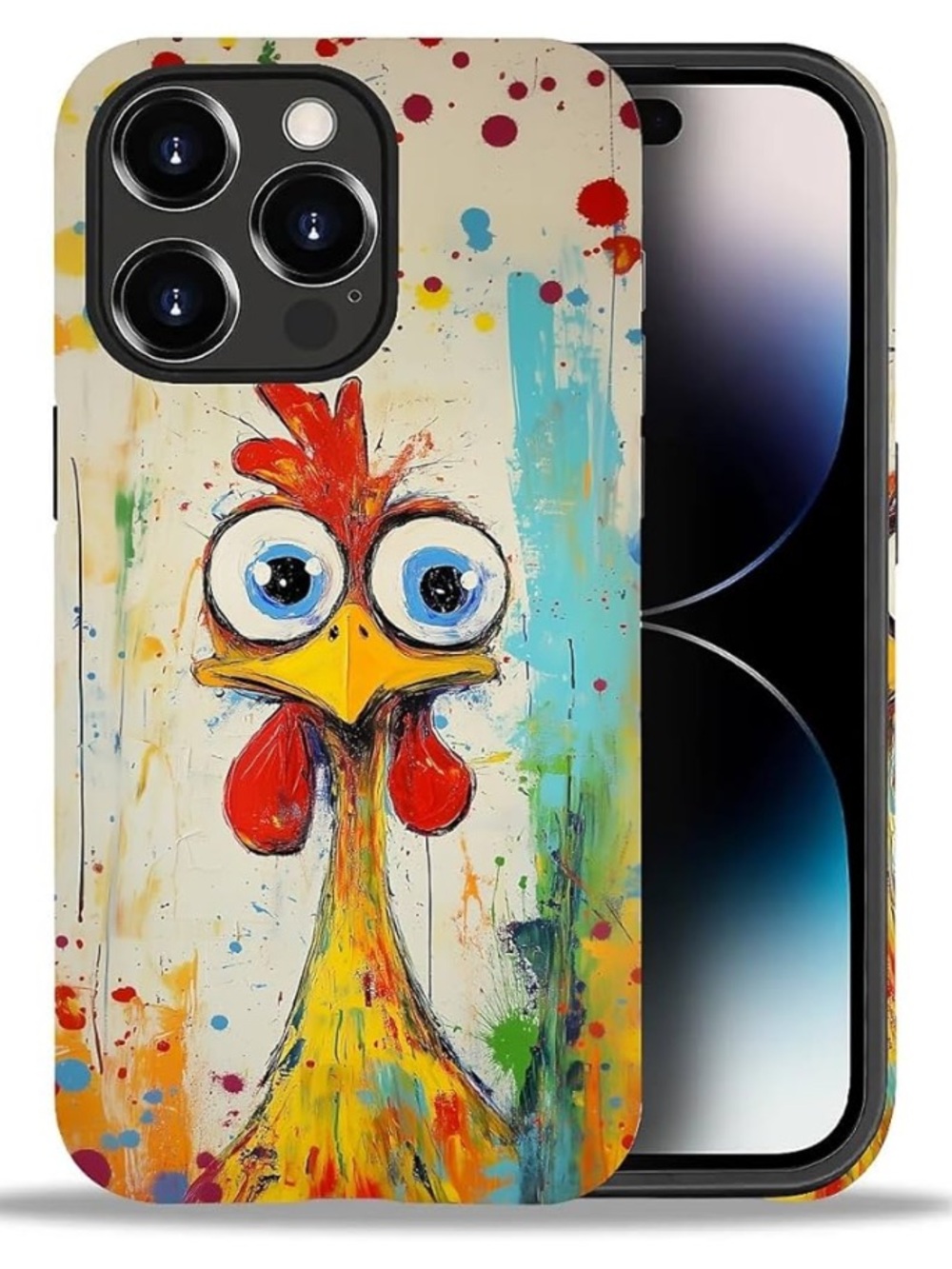 Artistic Rooster Illustration Phone Case - White